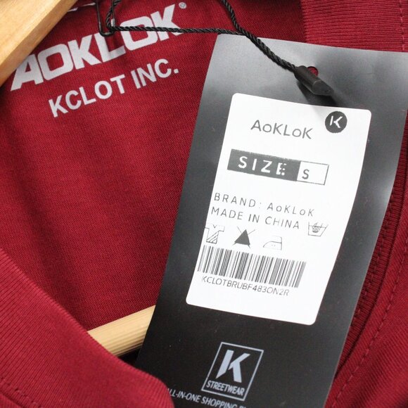 AOKLOK Shirt Mens Red Short Sleeve Japanese Cats Graphic Logo Cotton Small S NWT - Picture 6 of 9